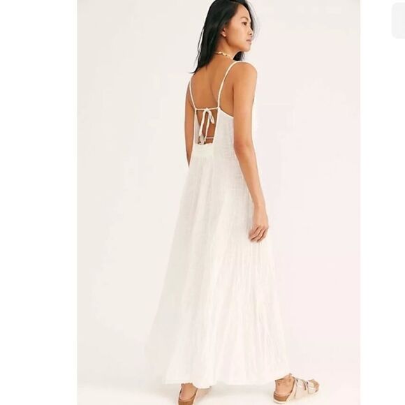 NEW FREE PEOPLE ENDLESS SUMMER GAUZE KINI MAXI DRESS WHITE - Picture 2 of 3